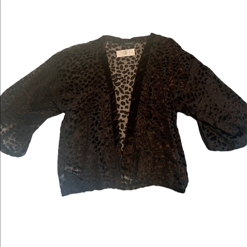 Anne Taylor sheer/velour leopard cardigan in XS/S